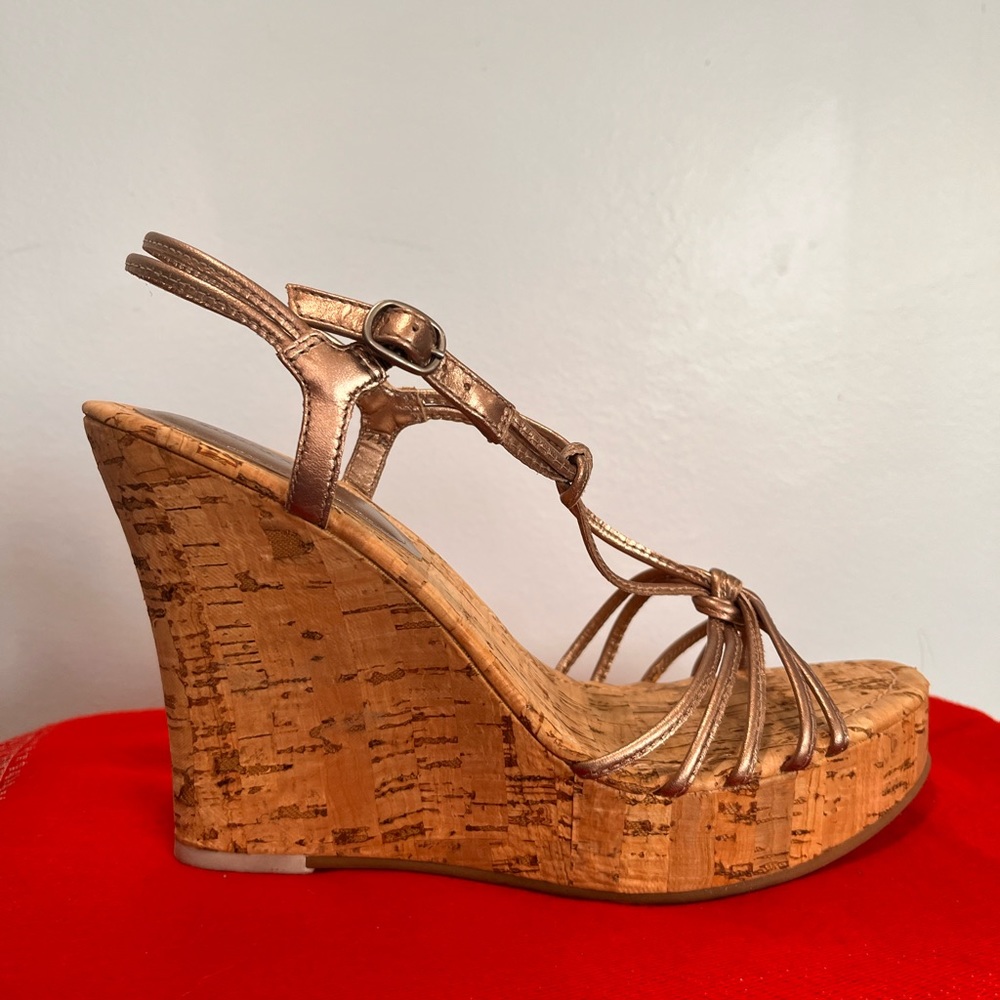 Banana Republic cork wedge strapy heels